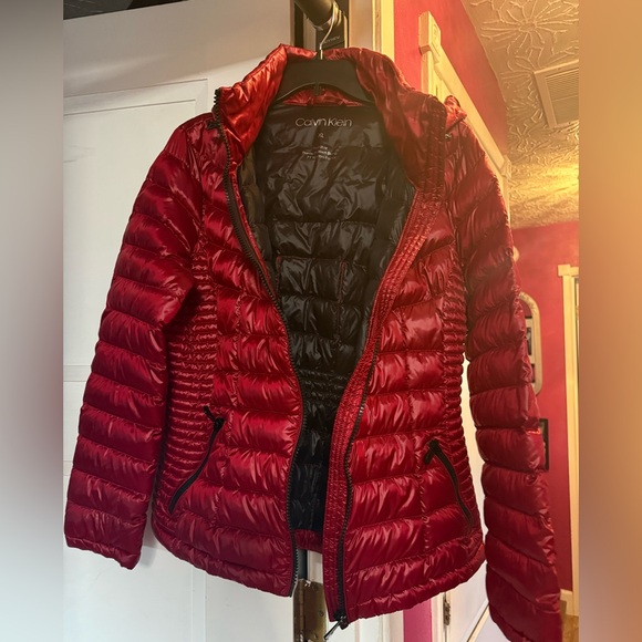 Calvin Klein Cherry Red Puffer Jacket - Picture 5 of 8